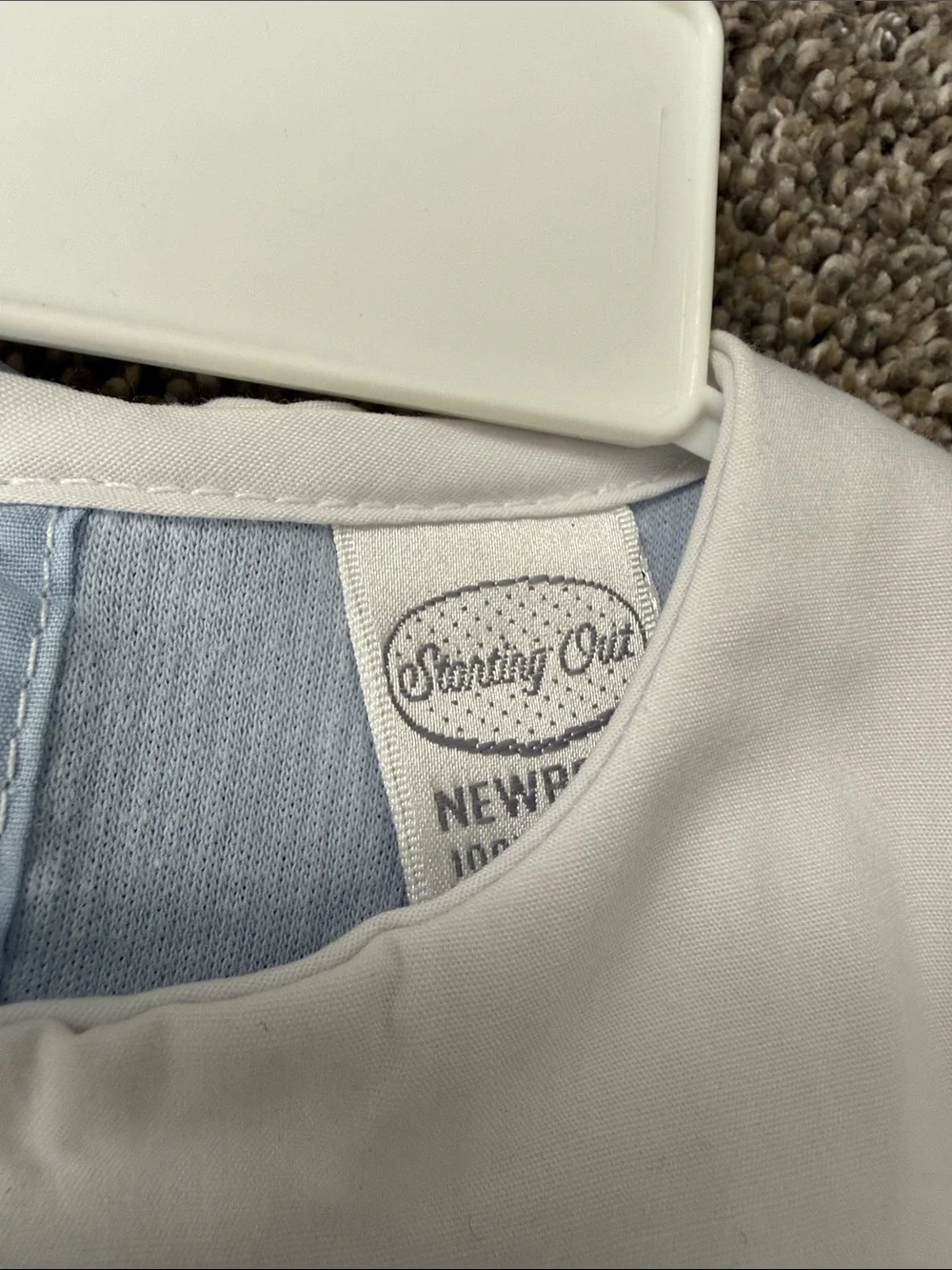 Starting Out Light Blue and White Boys' Shortall with Embroidered Text